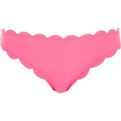 Pink scallop detail bikini bottoms